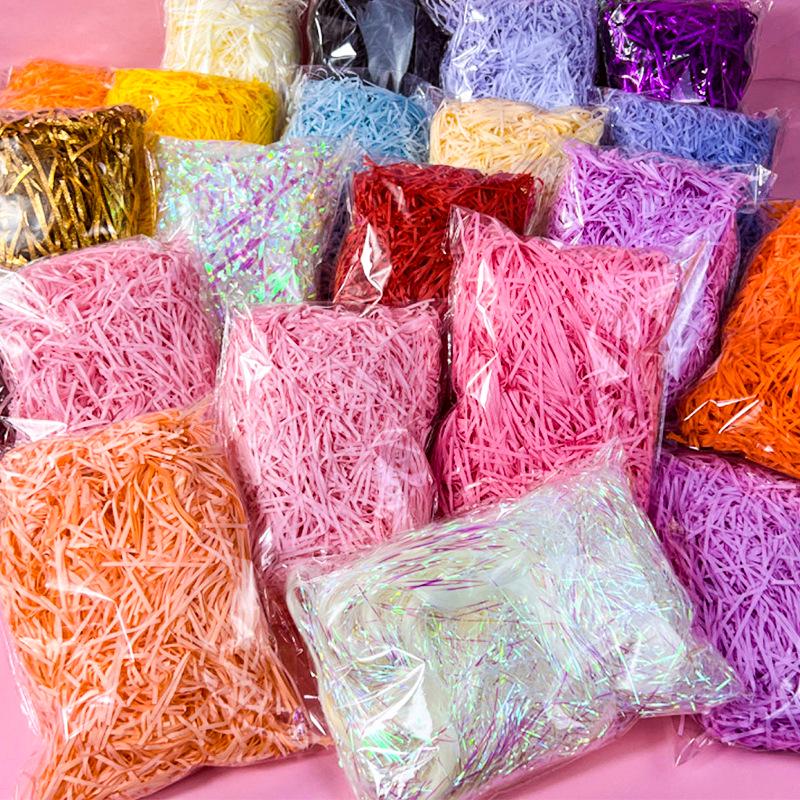 Raffia Paper Shred Gift Box Filler - Glitter Decorative Confetti for Party Favors