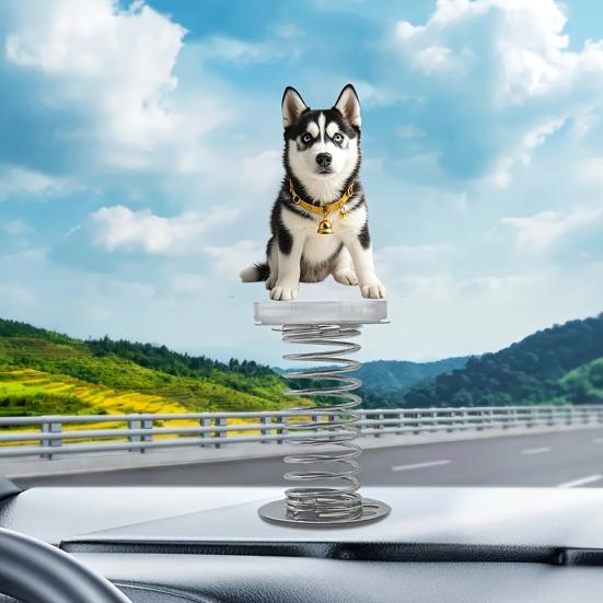 2D Swing Animal Decoration with Spring Acrylic Flat Cartoon Cat Ornament Car Dashboard