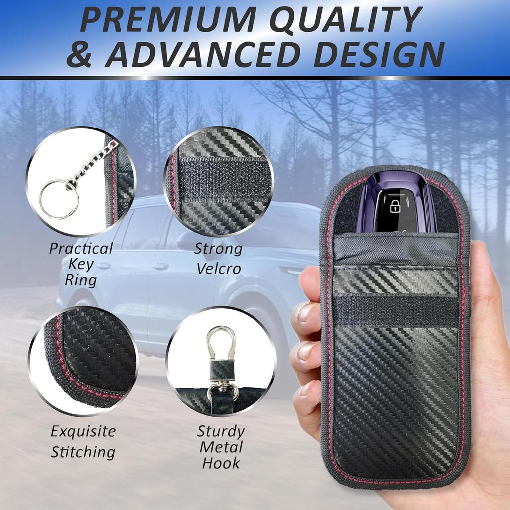 2 Pcs Faraday Bag For Car Keys, RFID Signal Blocking Pouch, Anti-Theft Key Fob Protector, Cell Phone Signal Blocker Case, Car Key Fob Cage (Small)