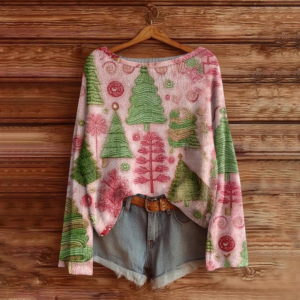 Women's Fashion Long Sleeve Christmas Snowman Snowflake Print Jacket Cardigan