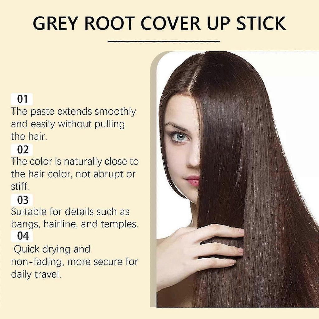 Dark Brown Hair Root Touch-Up Stick | Portable, Quick Grey Coverage for Natural, Fluffy Hairstyles | Easy, Safe, Travel-Friendly Hair Color Solution