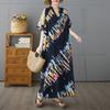 Плюс размер Новое летнее платье с принтом 2025 года для женщин Базовое пляжное повседневное длинное модное свободное платье с V-образным вырезом