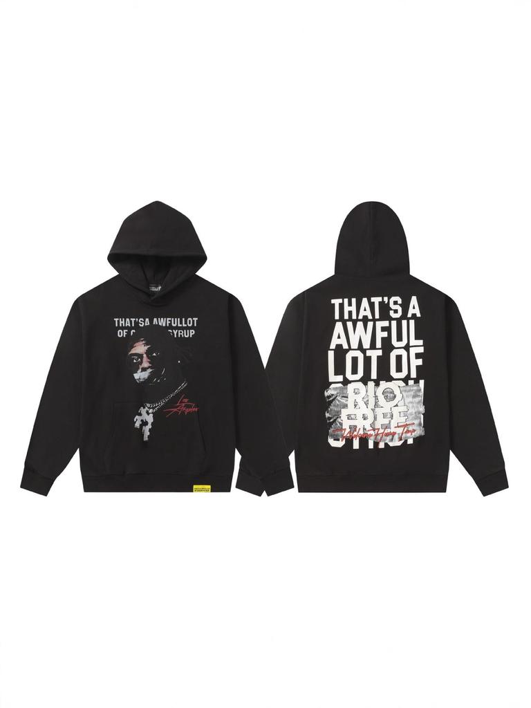 Модный американский стиль, свободная толстовка с длинным рукавом для мужчин и женщин - Высокая плотность, дизайн "Сироп от кашля"