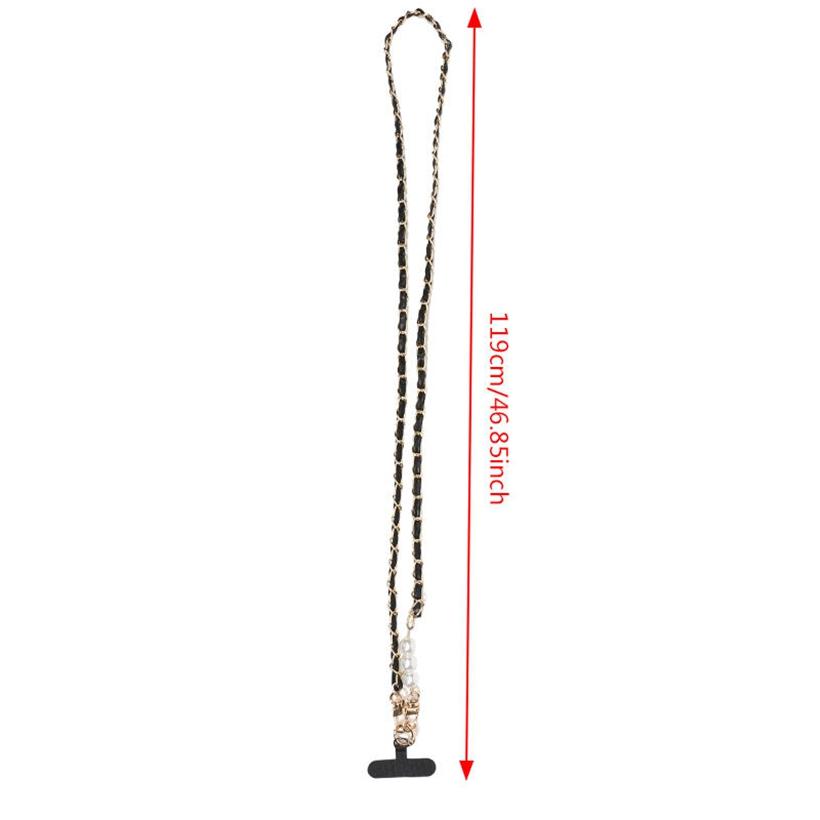 Phone Lanyard Women's Long Leather Woven Metal Chain Phone Case Detachable Phone Lanyard Diagonal Cross Bag Decoration