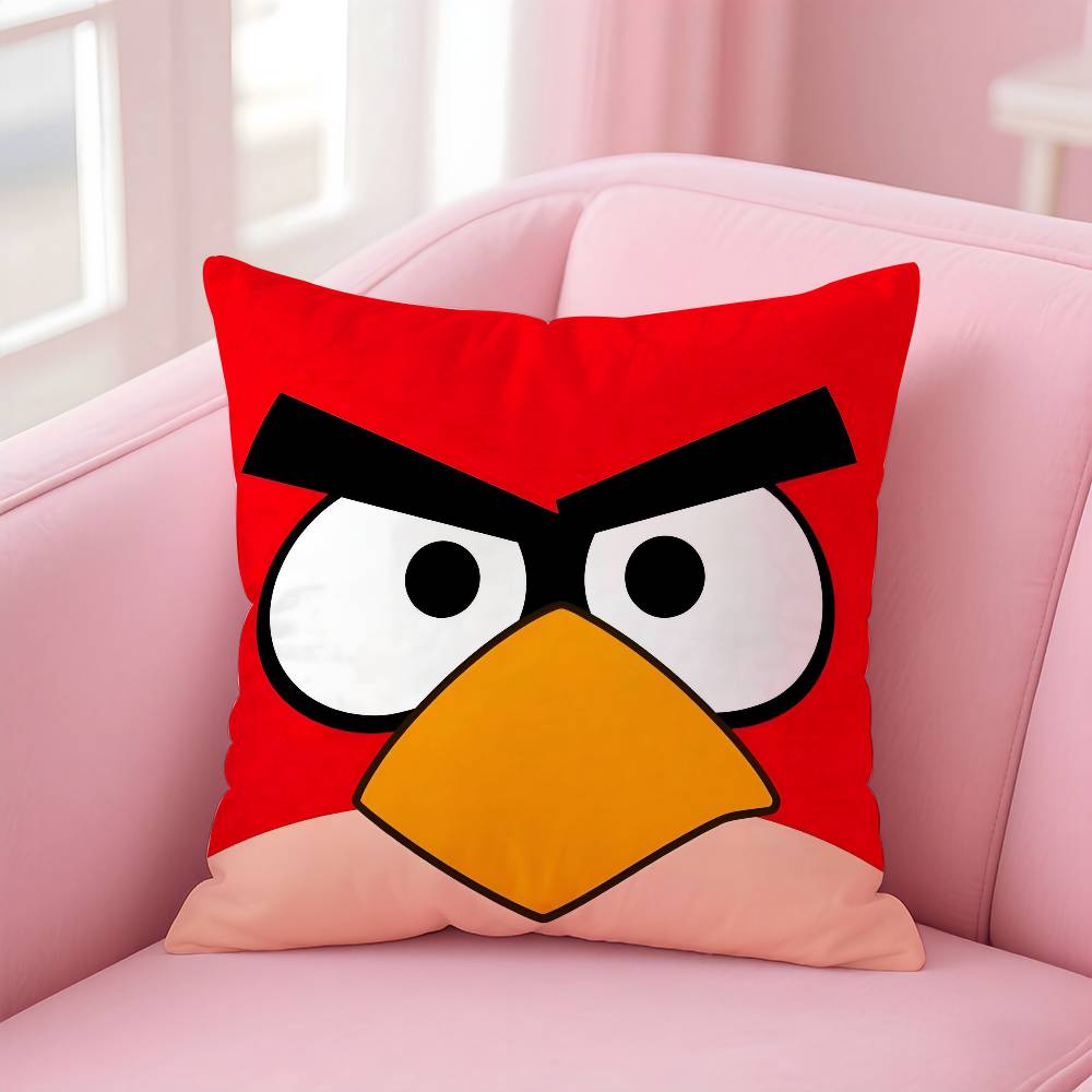 Анимация A-A-Angry Birds Мультяшная Наволочка Противопылевой Клещ Наволочка На Молнии Невидимка Шелковистый Короткий Плюш Чехол для Подушки Дивана