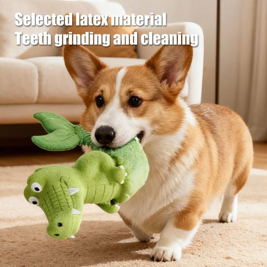 Crocodile Dog Chew Toy Squeaky Crocodile Bite-Resistant Interactive Dog Toy Teeth Cleaning Self-Entertainment Toy for Dogs Puppies Play Chewing