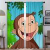 Curious George Curtains for Living Room Curtain Halloween Decoration Partition Home Interior Curtains 2 Pieces Shades Kitchen