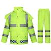 Fluorescent Green Raincoat and Rain Pants Set Reflective Duty Uniform for Flood Prevention, Traffic, Sanitation, Cycling, Hiking, and Heavy Rain