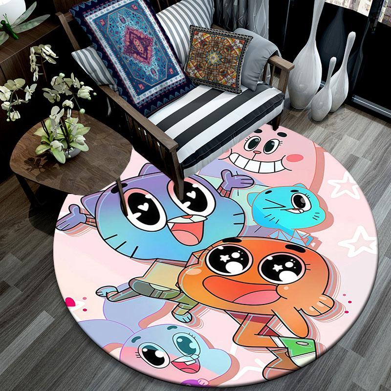 The Amazing World of Gumball pattern round rug,Carpet Rug for Living Room Bedroom Playroom ,Non-slip Floor Mat,Holiday Gifts and Birthday Gifts.