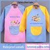 Kid's Waterproof Long-sleeved Reversible Painting Smock with Kindergarten Print - Protecting Clothes for Messy Activities.