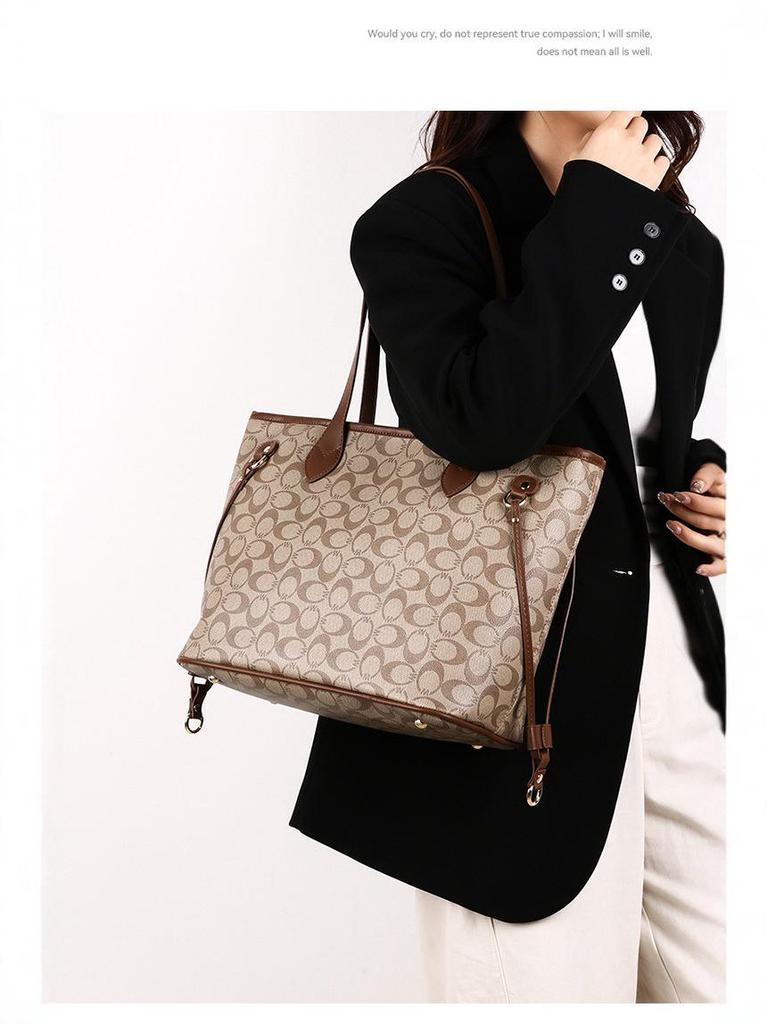 Women's Large Capacity Monogram Tote & Crossbody Handbag