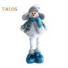 Christmas Doll Ornament Plush Standing Santa Claus Reindeer Snowman Figure with Telescope Leg Blue Gnome Doll Toy for Tree Fireplace Window Table