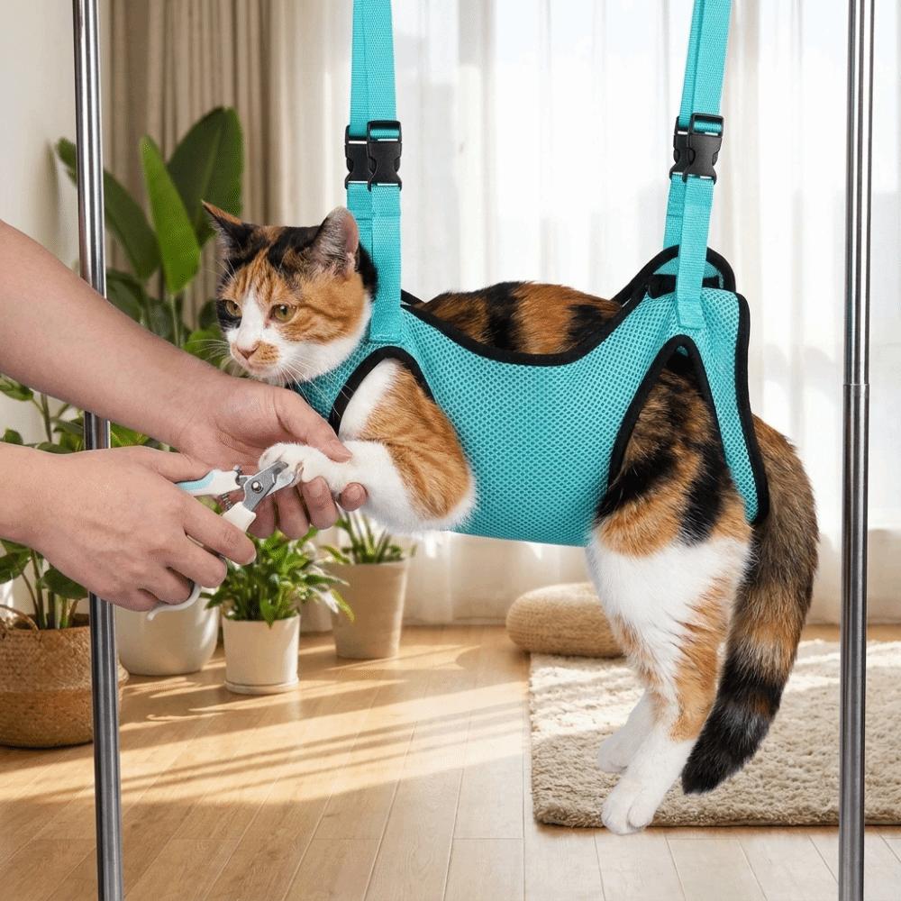 Adjustable Pet Nail Trimming Hammock Breathable Mesh Dog Trimming Restraint Bag For Cleaning