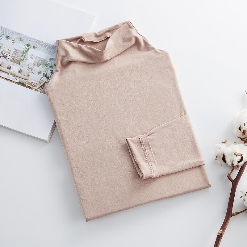 Женский топ-топ из модала с высоким воротом и длинными рукавами, осень 2023 года