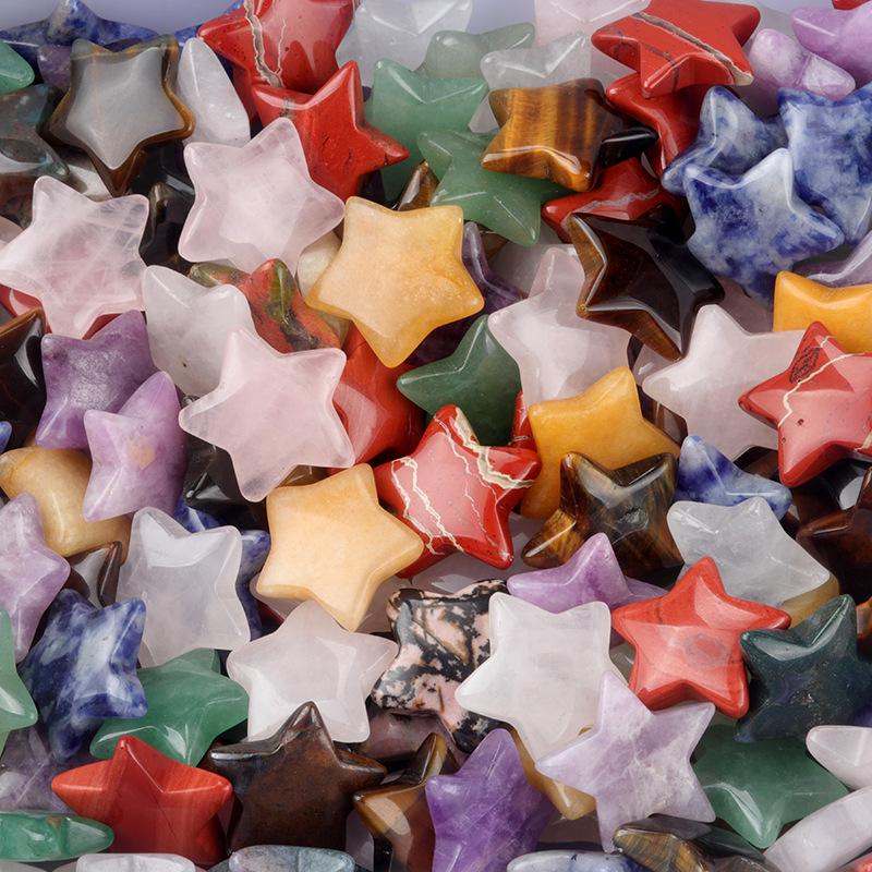 20mm Holeless Crystal Pentagram Natural Agate Star Semi-precious Stone for DIY Jewelry Hair Accessories