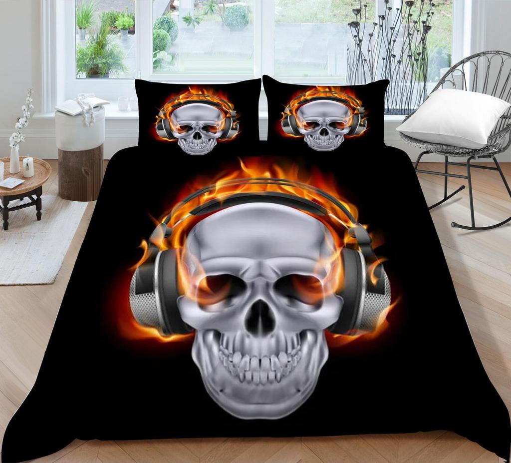 Bedding Suit 3D Skull Print Bed Cover Home Bedclothes  Fashionable Duvet Cover Sets Polyester Single Double King Size