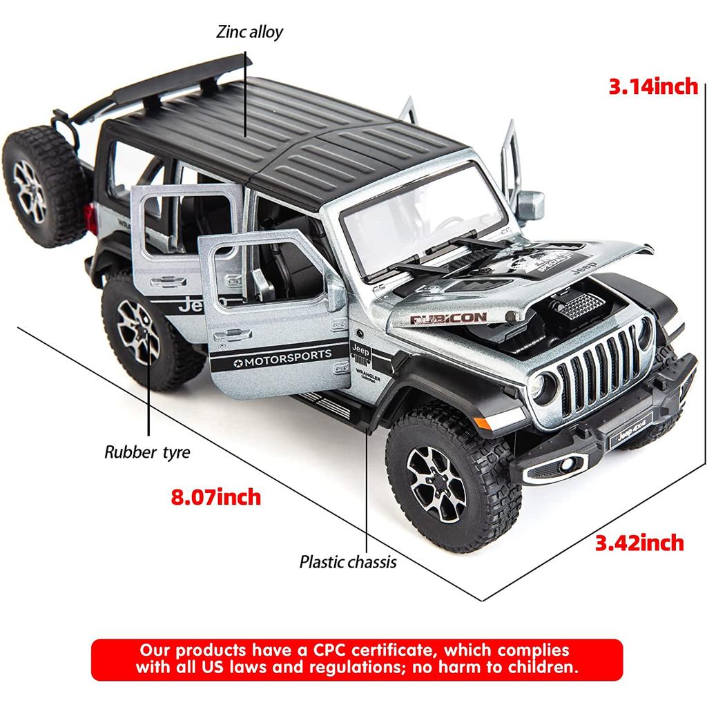 1/22 Масштаб Wrangler, литая под давлением внедорожная модель автомобиля, игрушечная модель автомобиля, 7 открытых дверей, выдвижной игрушечный автомобиль со звуком и светом для детей, коллекция подарков для мальчиков и девочек