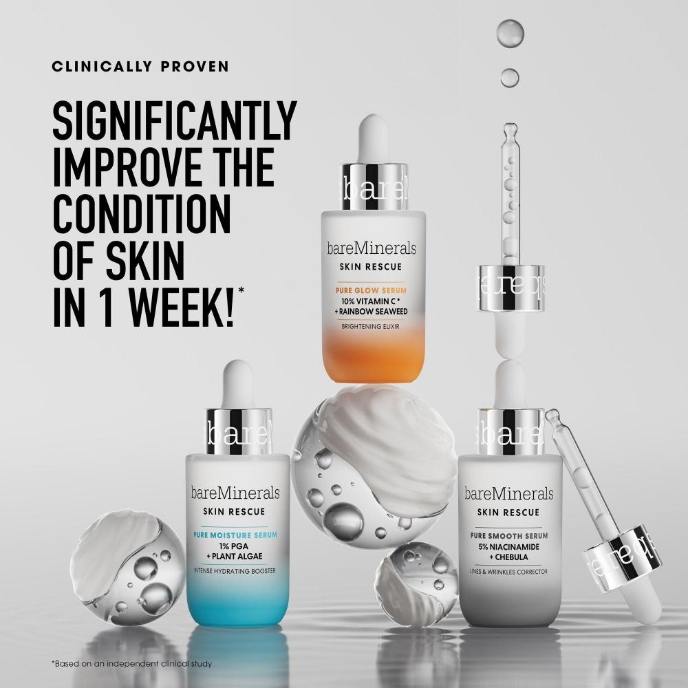 Bareminerals Skin ResCue Pure Glow Сыворотка с 10 комплексами витамина С и радужными водорослями 1,0 унция