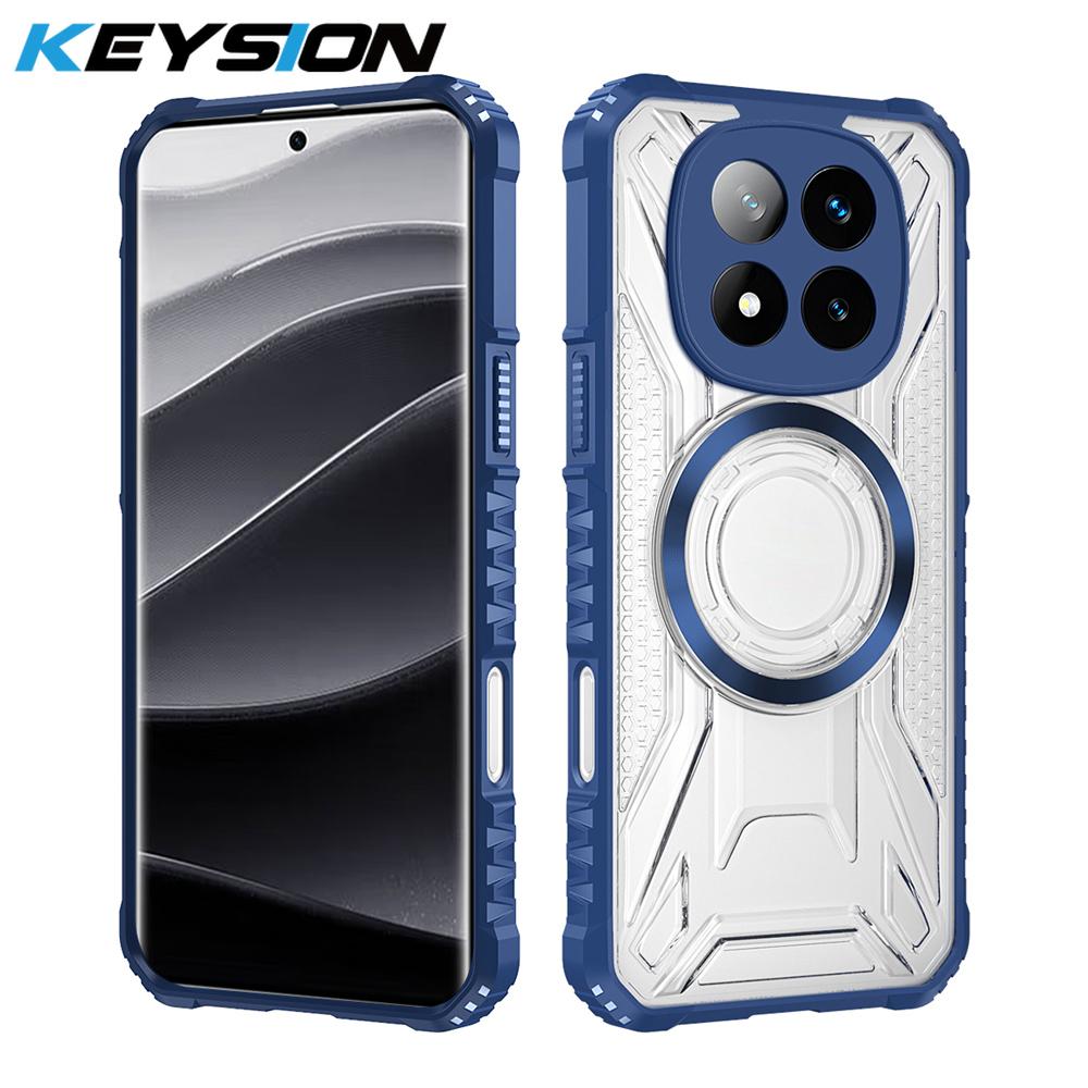 KEYSION Transparent Magnetic Case for Redmi Note 15 Pro+ 5G Silicone+PC Heavy Duty Shockproof Phone Cover for Redmi Note 15 5G
