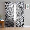 3D Space Grid Pool Abyss Window Curtains For Living Room Спальня Кухня Шифон Прозрачный Оконный Декор