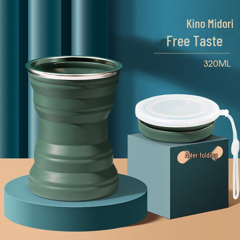 Портативная силиконовая складная дорожная кружка с крышкой - Мини-телескопическая чашка для полоскания для использования на открытом воздухе