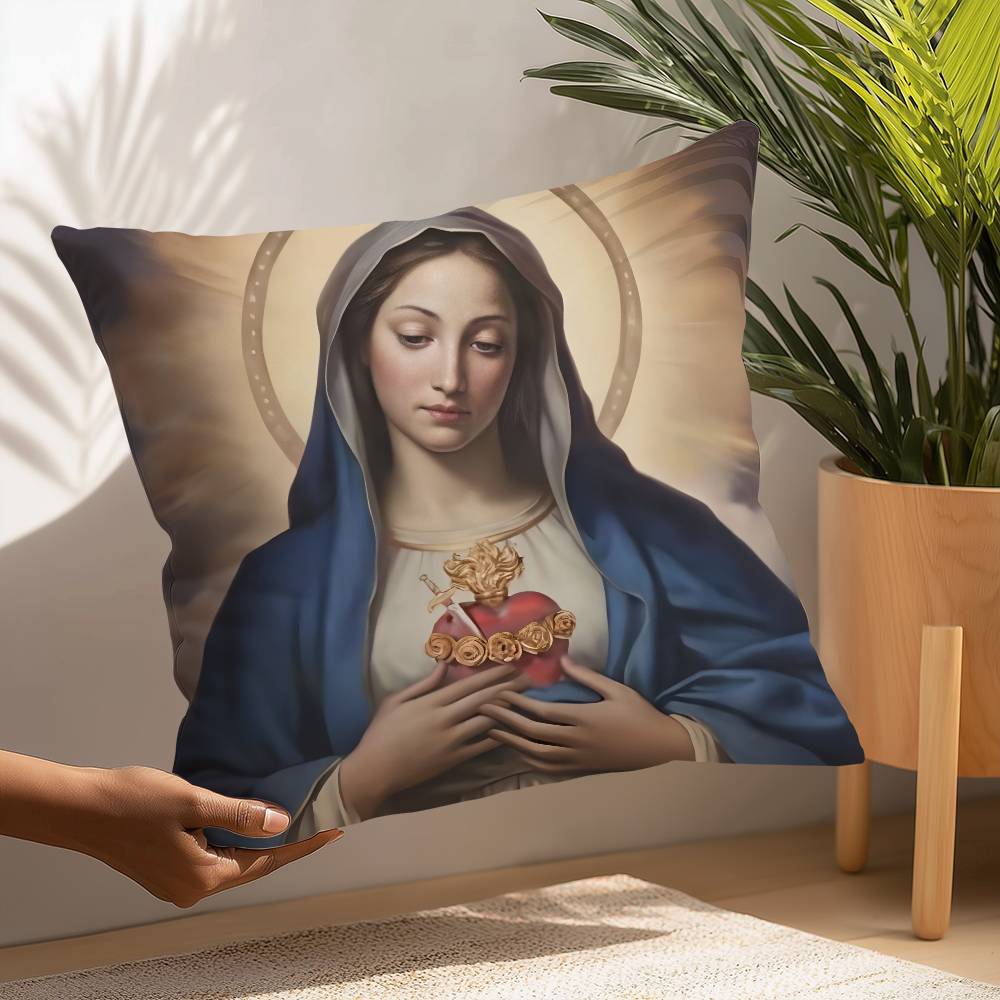 retro VVirgin Mary Pillow Case Plush Fabric Soft Pillowcase Double Sided Print Cushion Cover Household Gifts