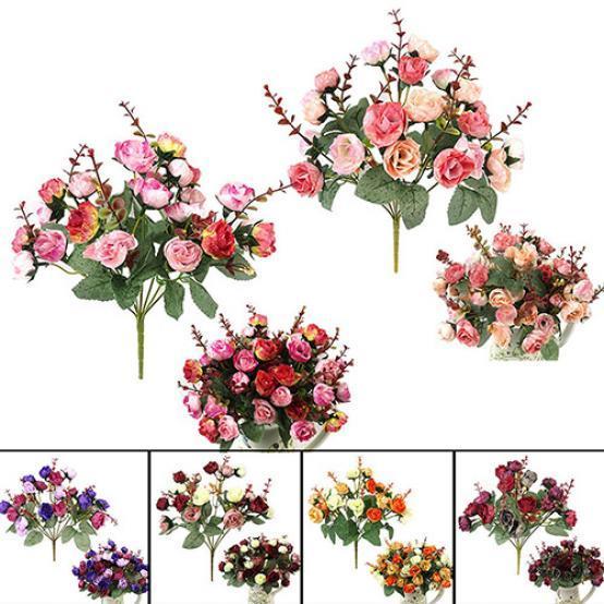 1 букет 21 головка домашний свадебный декор поддельные искусственные розы цветы цветы ADM