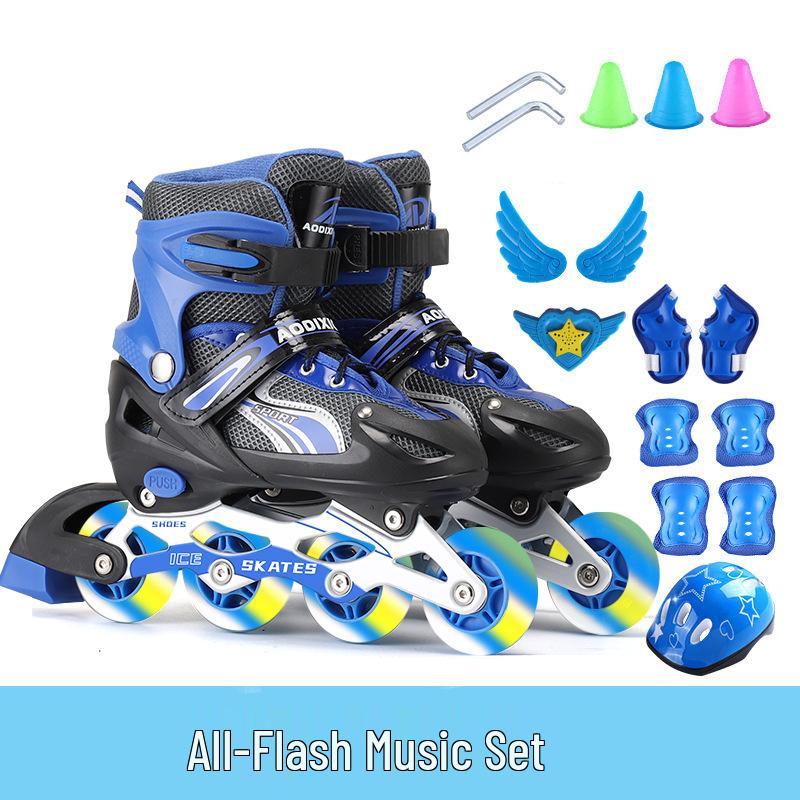 Регулируемый набор роликовых коньков с мигающими колесами для детей-начинающих