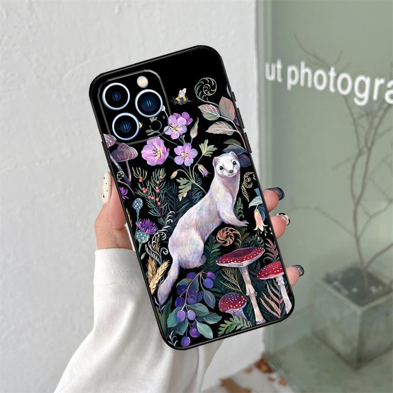 Чехол «Грибной Лес» для iPhone 16 15 11 12 13 14 Pro Max Plus XS X XR 12 13 Mini Задняя крышка
