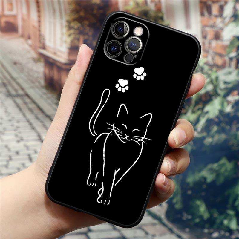 Черные Кошки Милый кот Привет Чехол для телефона Для Apple iPhone 16 15 14 13 12 11 Pro Max XR XS Max 7 8 Plus SE2 Задняя крышка Силиконовые чехлы