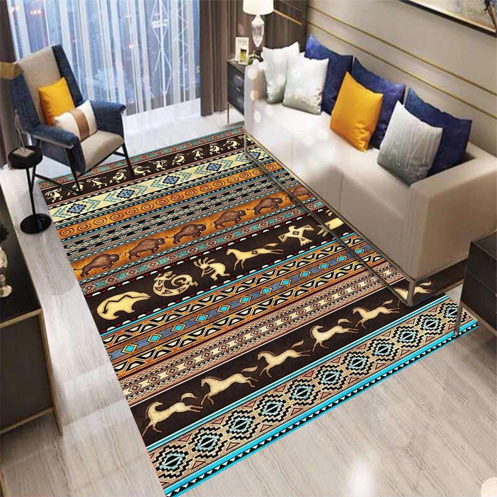 Bohemian Pattern Decorative Carpet Tribal Style Moroccan Luxury Persian Art Multi-style Rug Geometric Loop-pile Rug
