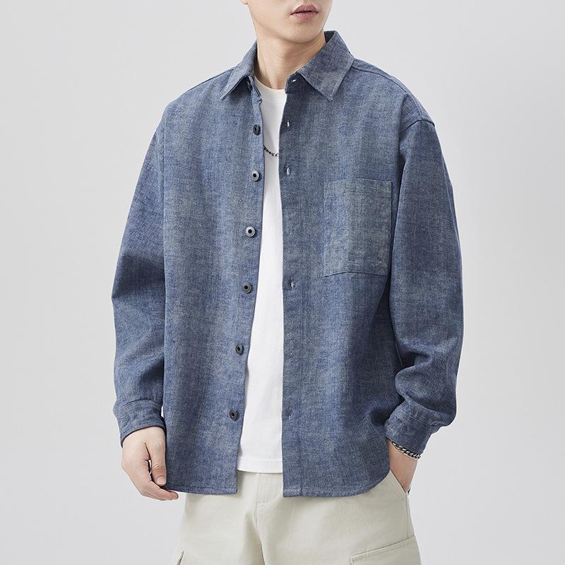 Новая весенняя японская ретро мужская рубашка свободного кроя в полоску, повседневная американская рубашка-куртка