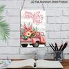 2D Flat 1pc Happy Mother's Day Pink Truck Floral Metal Plaque Sign 7.87x11.81inch - Aluminum Metal Vintage Farmhouse Decor for Home, Kitchen