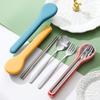 Набор из четырех столовых приборов с коробкой из нержавеющей стали корейские столовые приборы ложка вилка палочки для еды ложка в форме коробки столовые приборы для путешествий