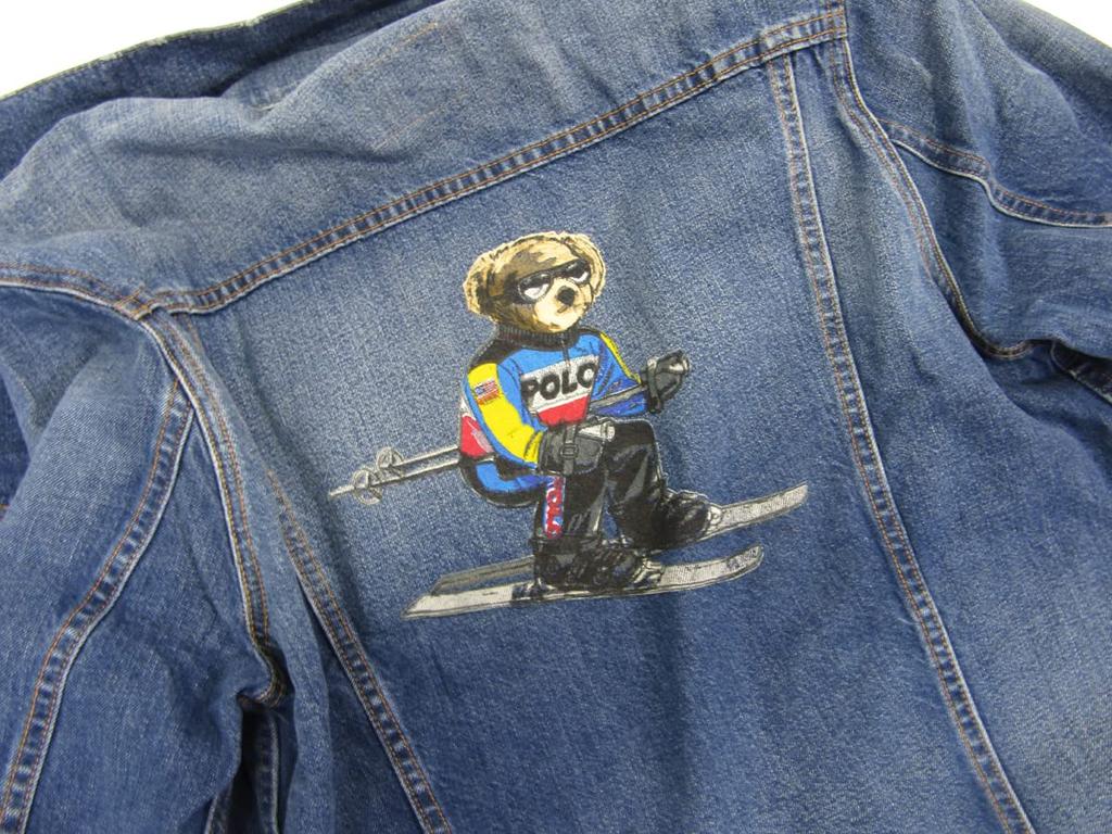 POLO RALPH LAUREN Polo Bear Print Denim Size 0101894 Men's Jacket, L, Blue,