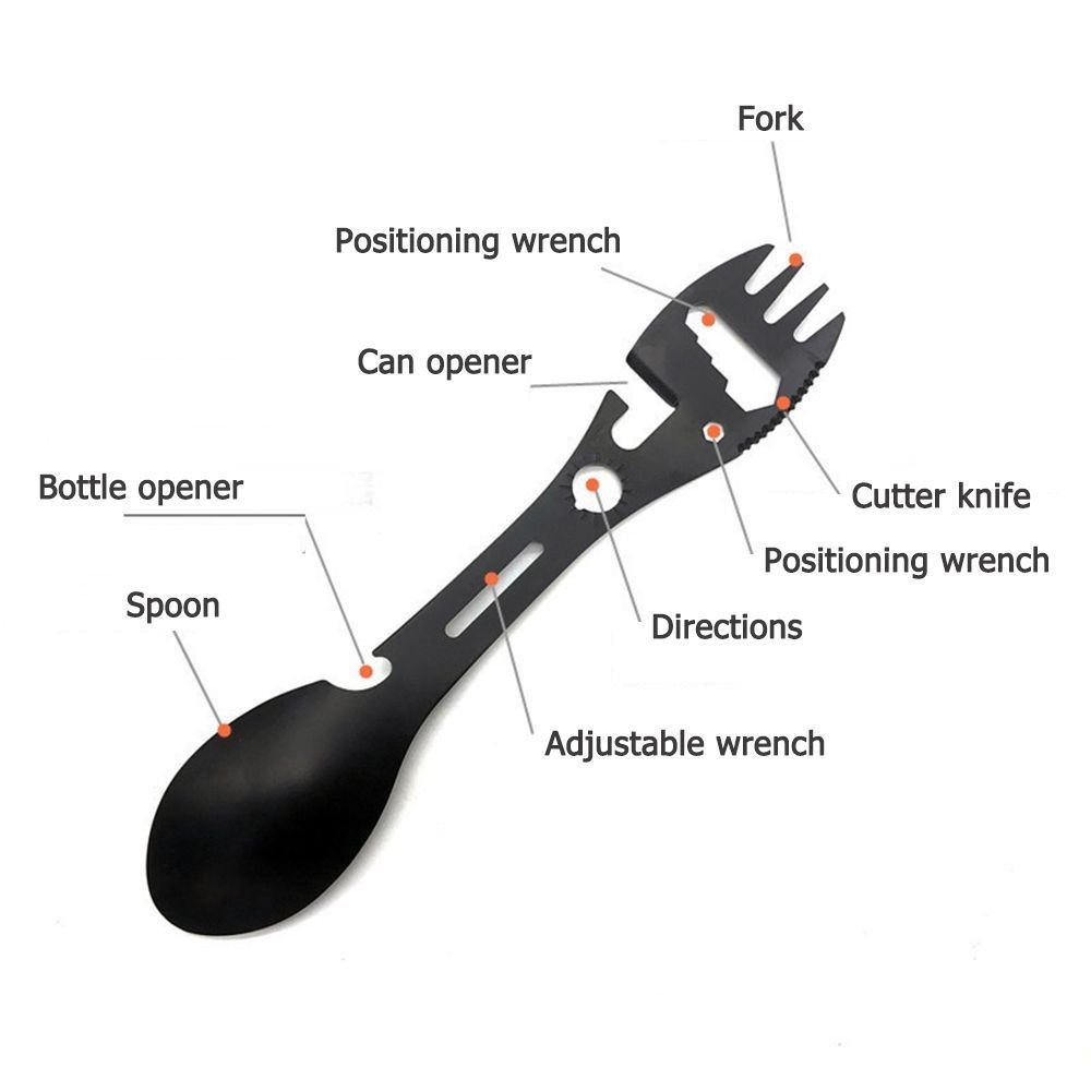 Multi-function Bottle Cans Opener Stainless Steel Multifunctional Spork  EDC Survival