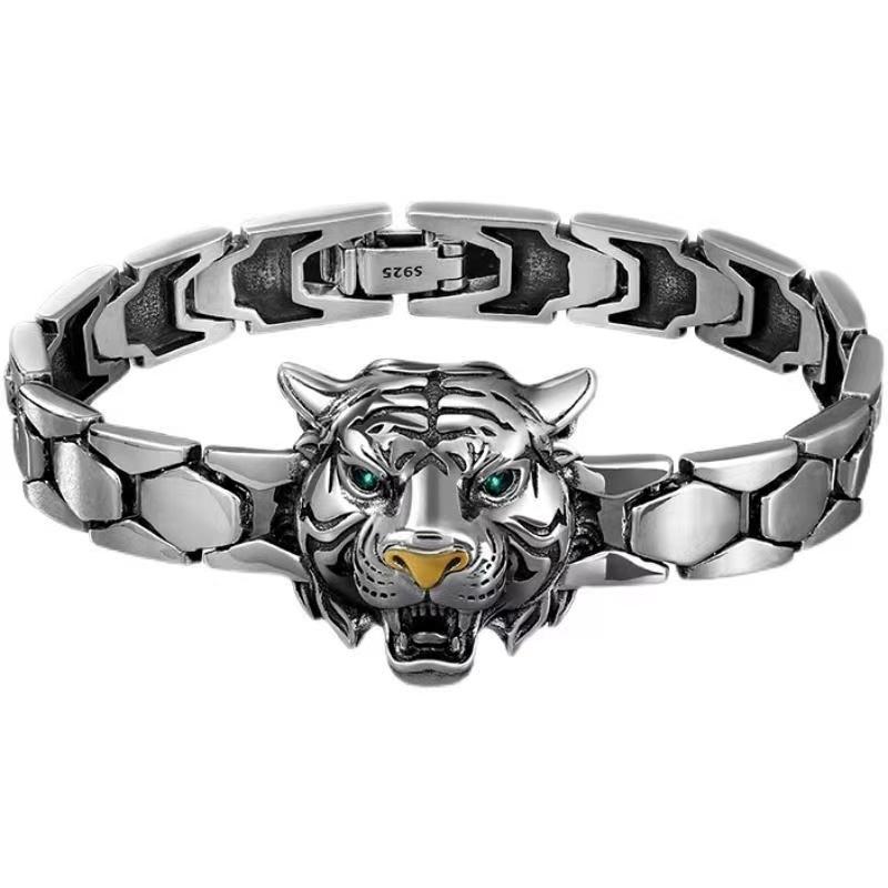 Papas High-end Original Design Tiger Head Bracelet for Men, Personalized and Domineering, Woven Retro Bracelet, Give To Boyfriend