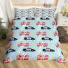 3D Print Firefighter Car Duvet Cover Set,Fire Truck Bedding Set, Honeycomb And Fire Comforter Fire Engine Vehicle Quilt Cover