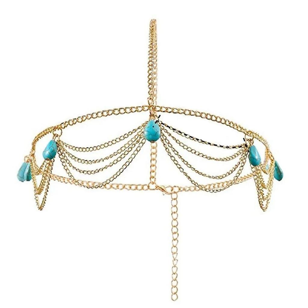 Украшение на голову 21,7 дюйма длиной, золотистого цвета, в стиле ретро, с изысканным блеском, кисточкой, повязка на лоб для женщин, для свадьбы, вечеринки