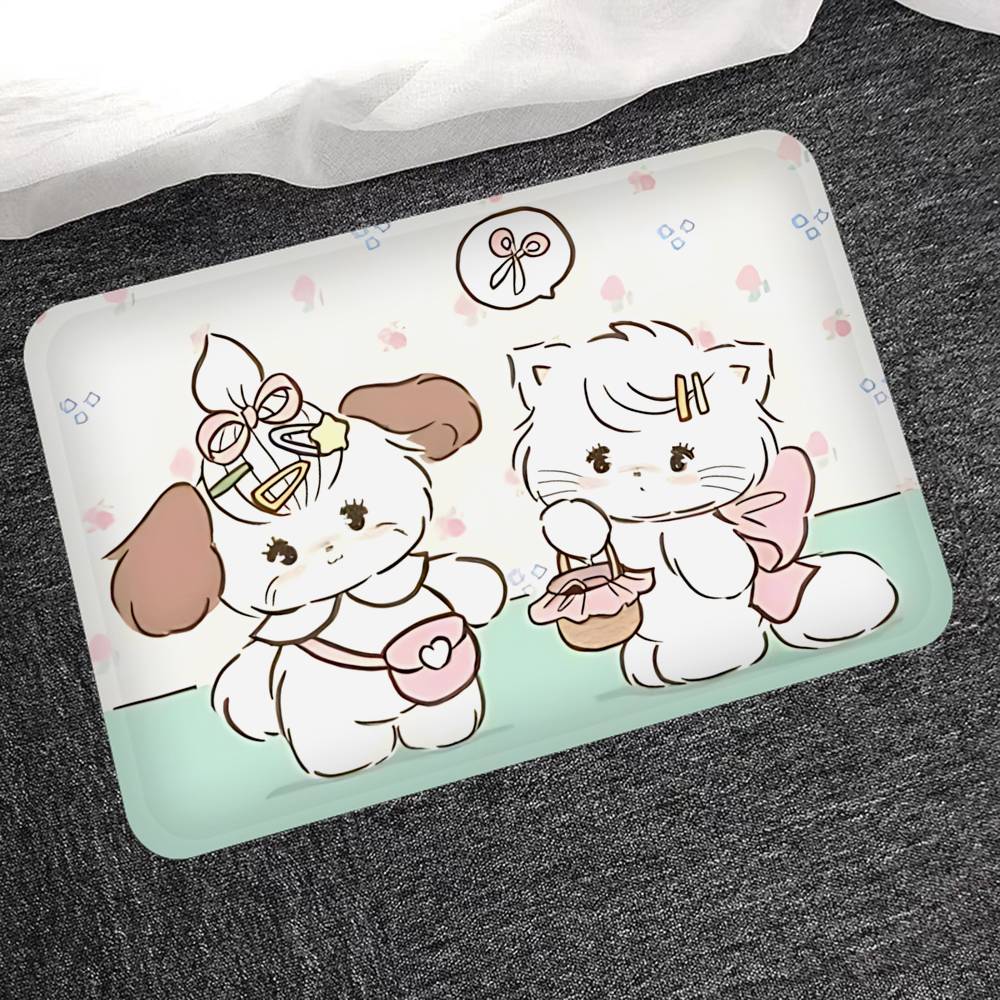 Cute M-Mikko I-Illustrations Bathroom Mat Anti-slip Absorb Water Long Strip Cushion Bedroon Mat Welcome Doormat