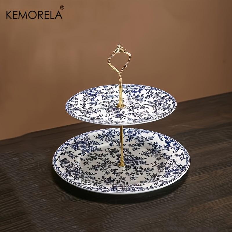 KEMORELA 2/3-Tier Ceramic Dessert Display Stand-Multi-Layered Cake Service Tray for European-Style Buffet and Party Decorations