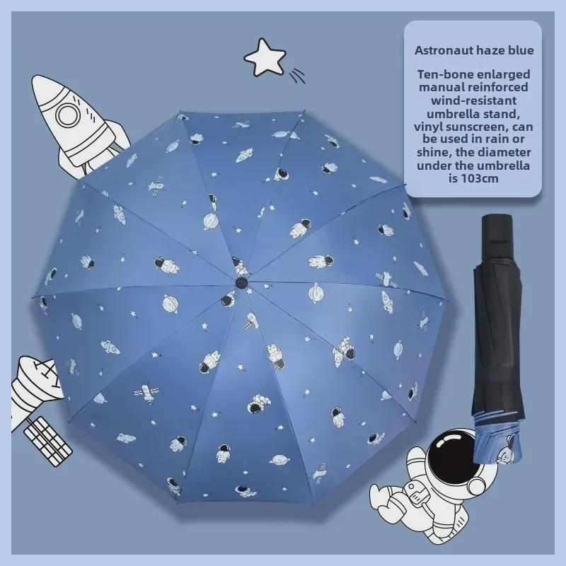 Автоматический женский зонт-цветок двойного назначения: Защита от ветра/дождя и УФ-излучения с тройным складыванием на черном клее.