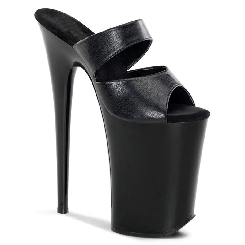 20Cm summer super high heel sandals thin heel waterproof table one-word buckle nude fashion transparent belt