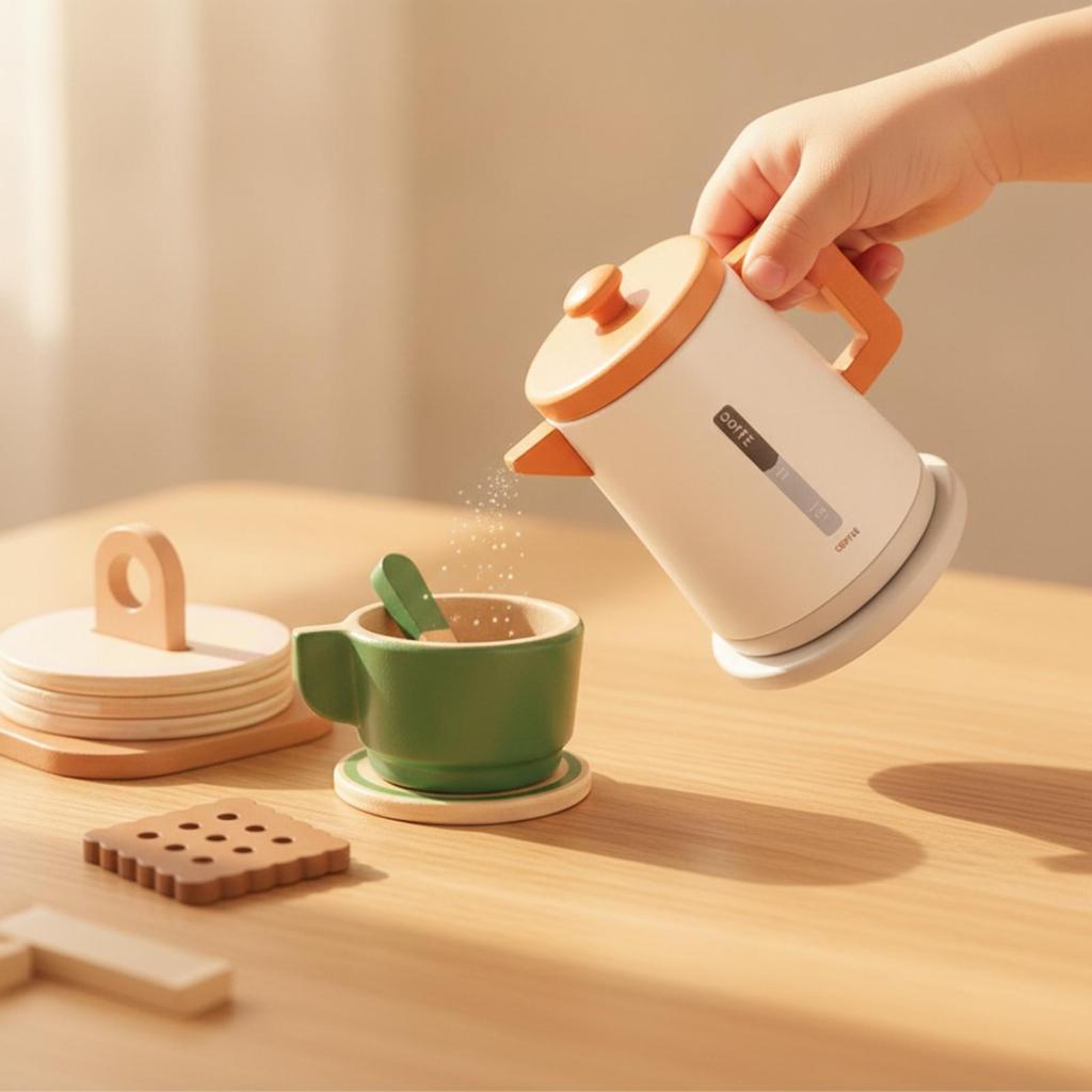 Wooden Tea Set Screenunplugged Party Playset Pretend Play Kitchen