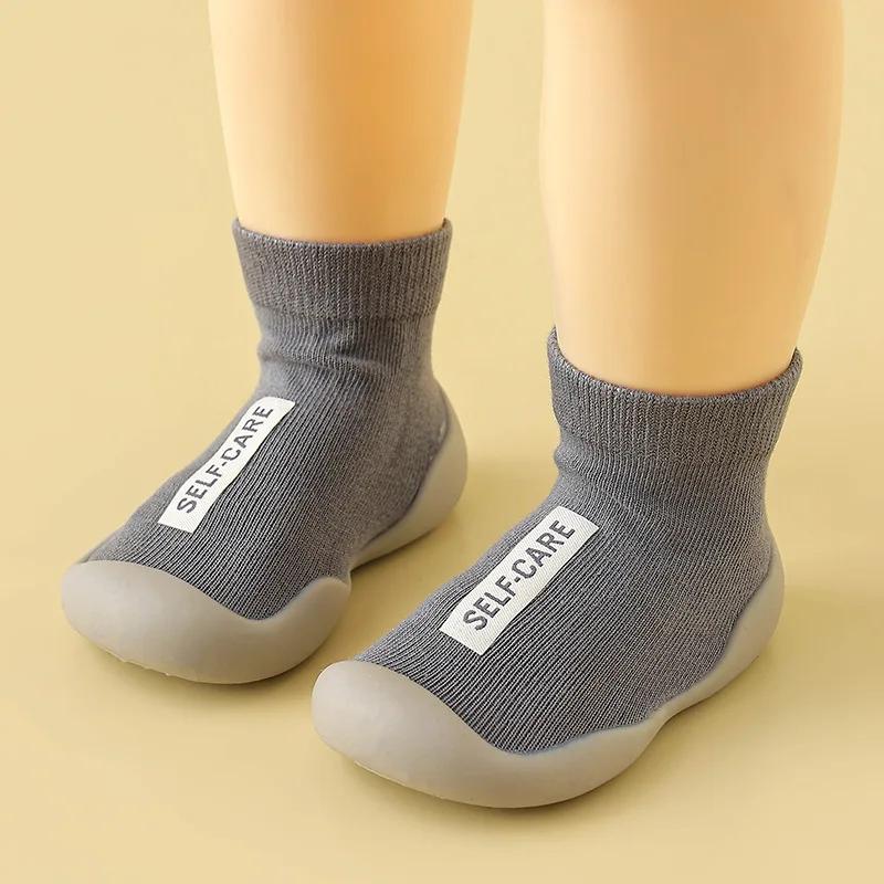 1Pair Children First Walkers Floor Rubber Shoes Anti Slip Soft Soles Early Education Shoes Baby Floor Socks Elastic Socks 0-3years Old
