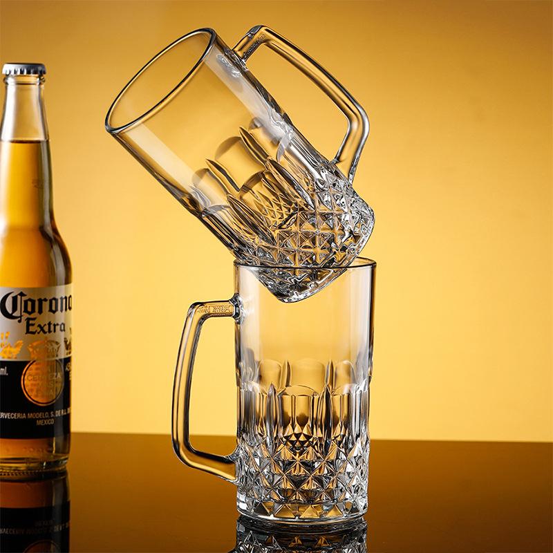 Пивной бокал с ручкой, классический резной бокал для вина, большая емкость, прозрачная бутылка для воды, термостойкая кружка для чая, крафтовый пивной бокал
