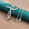 925 Sterling Silver Twisted Cross Pendant Necklace Wedding Fashion Jewelry