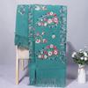 Winter Scarf Embroidery Flower Pattern Tassel Trim Long Scarf Ethnic Style Thickened Warm Women Shawl