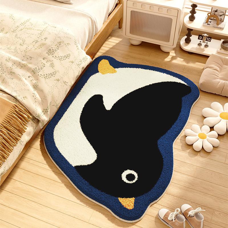 Style Carpets for Living Room Cute Penguin Bedroom Decor Carpet Fluffy Soft Irregular Bedside Rug Home Plush Floor Mat