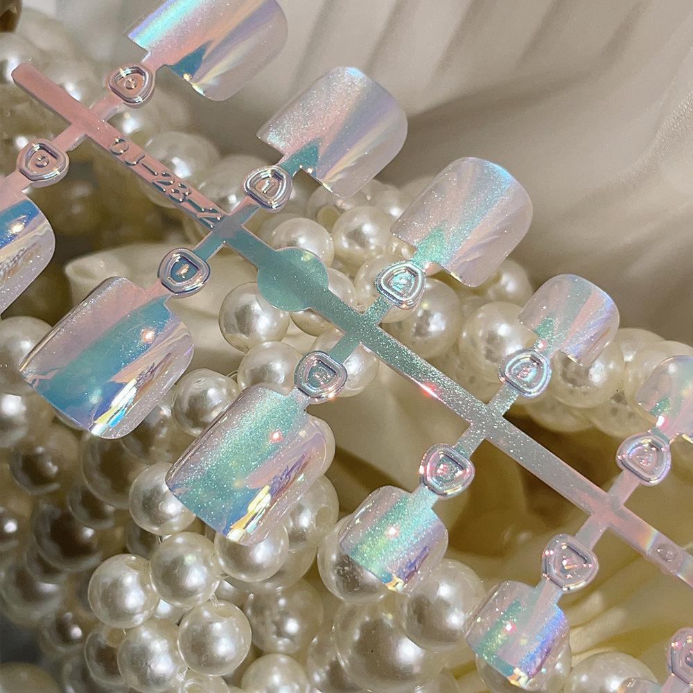 Aurora Starry Sky Cat's Eye Toenail Tips - Electroplated, Pre-made, Removable, Semi-finished, Wearable 486.